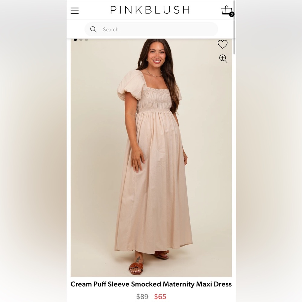 Pinkblush Cream Maternity Smocked Maxi Dress